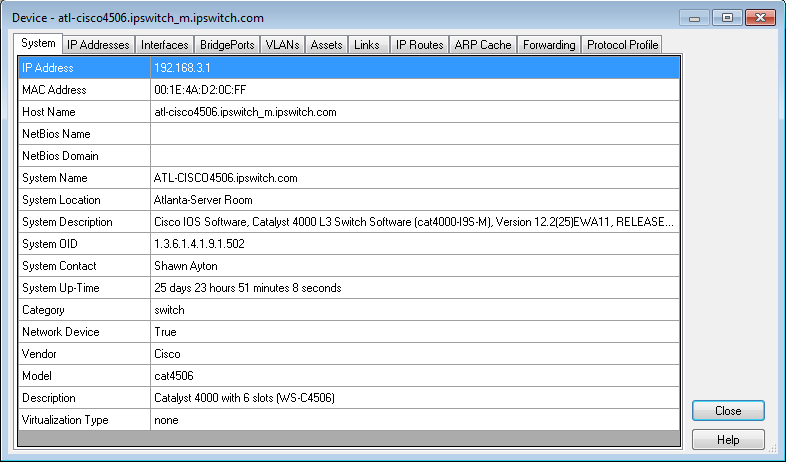 VLANS Detail tabs