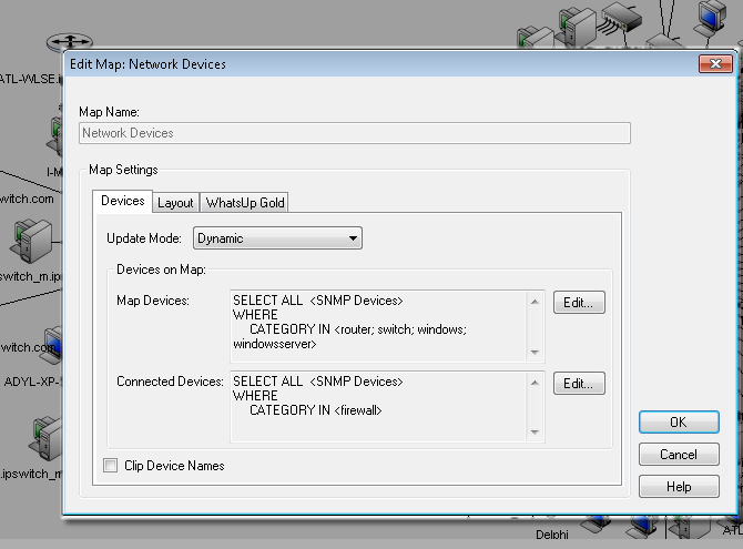 Edit Map - Network Devices