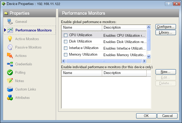 Device Properties Performance Monitors