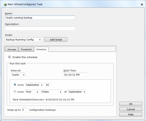 Configure a WhatsConfigured yearly task