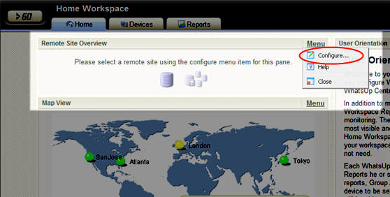 Workspace Report Menu