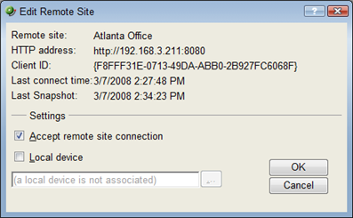 Edit Remote Site dialog
