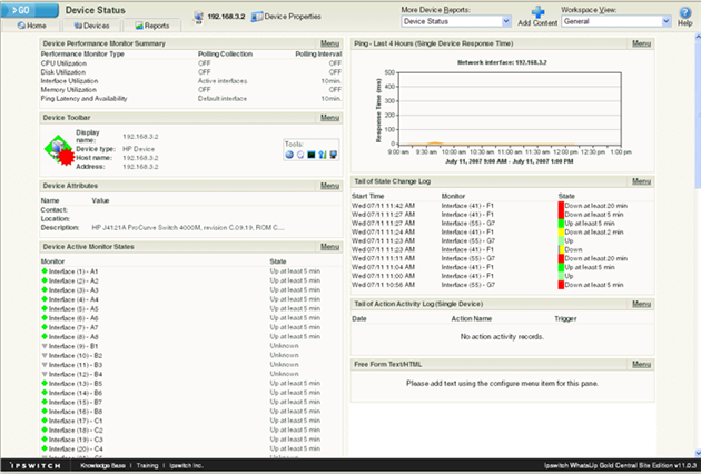 Device Status Workspace