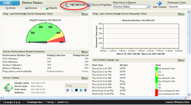 Device Status Workspace