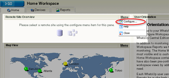 Workspace Report Menu