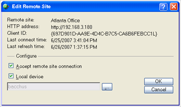 Edit Remote Site dialog