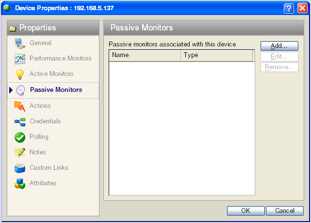 Device Properties Passive Monitors dialgo