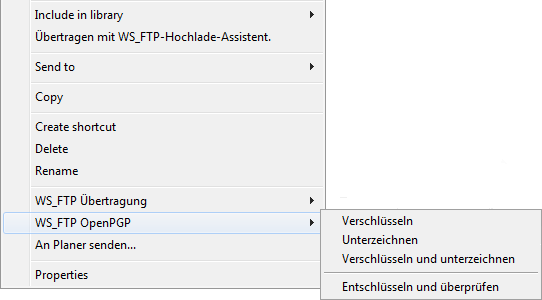 OpenPGP-Kontextmenü