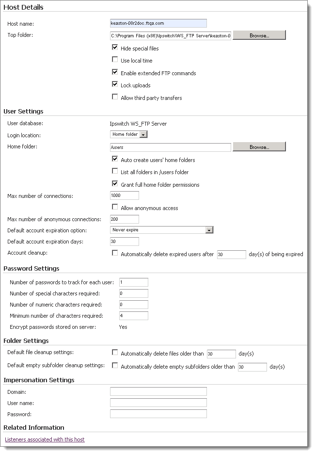 Host Details page