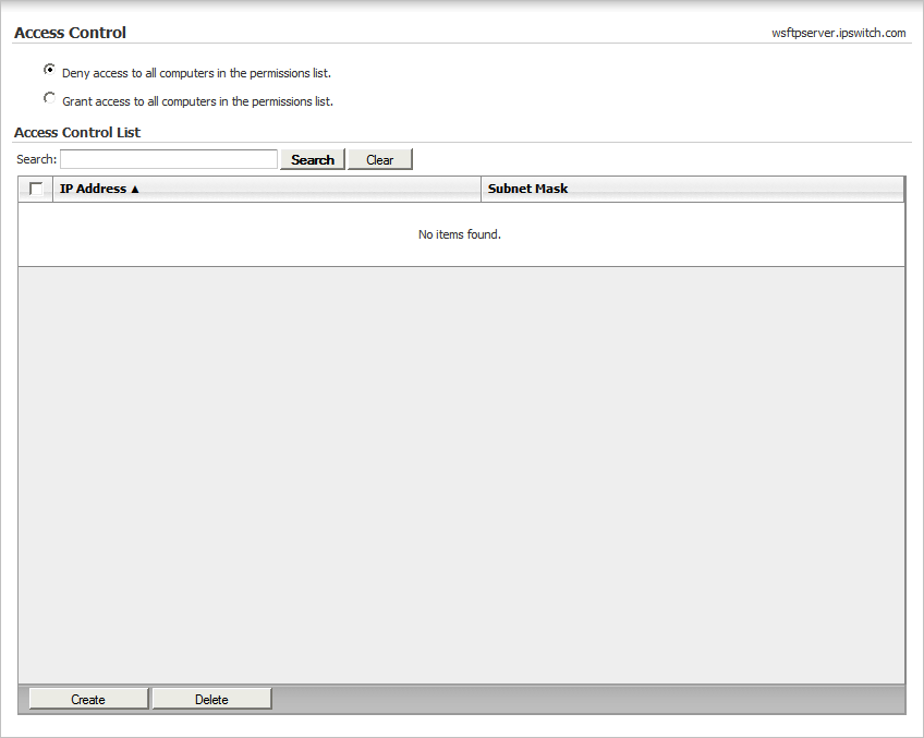 Access Control Page