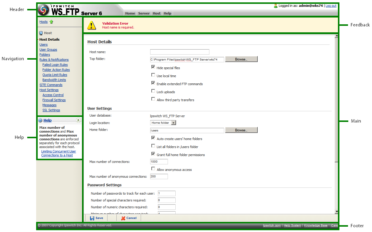 WS_FTP Server 6 Navigation