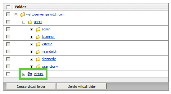 Virtual folder located under root folder