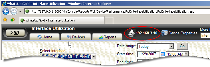 Select Interface Utilization Device Report