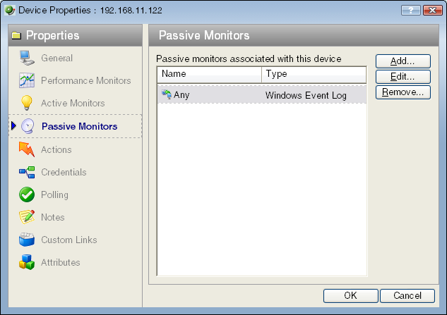 Device Properties Passive Monitors dialgo