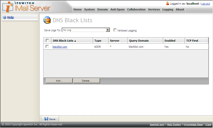 DNS black lists