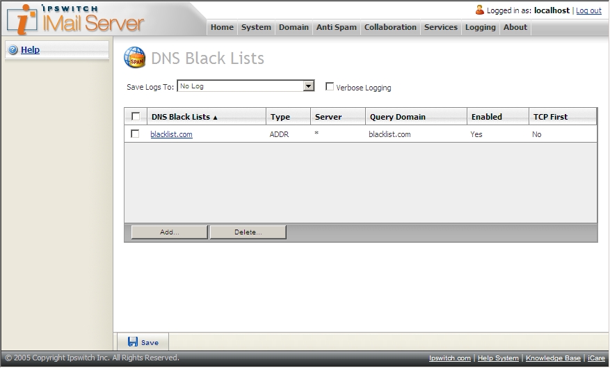 DNS black lists